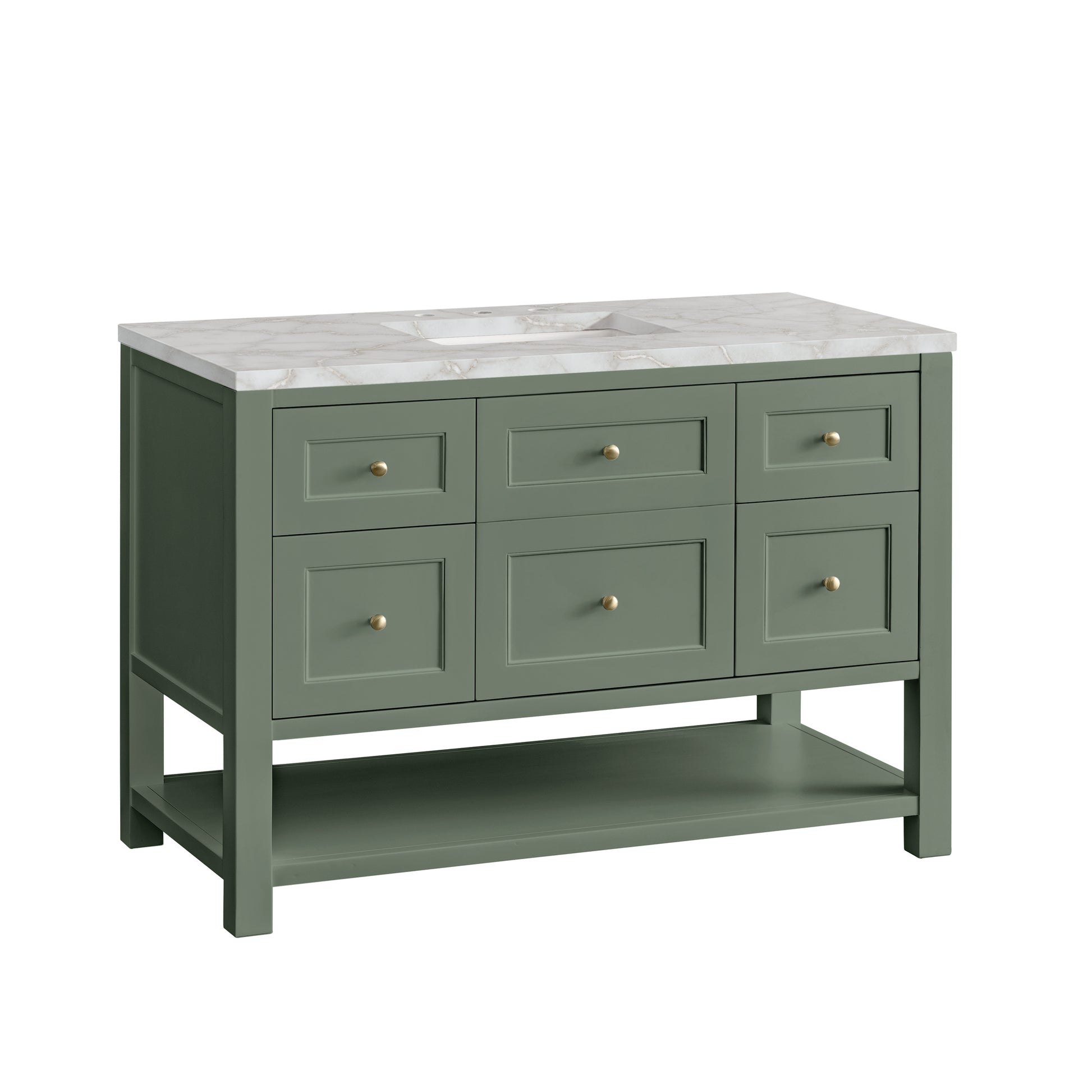Renovate for Less Atlanta Breckenridge 48" Single Vanity, Smokey Celadon w/ 3 CM Victorian Silver Top