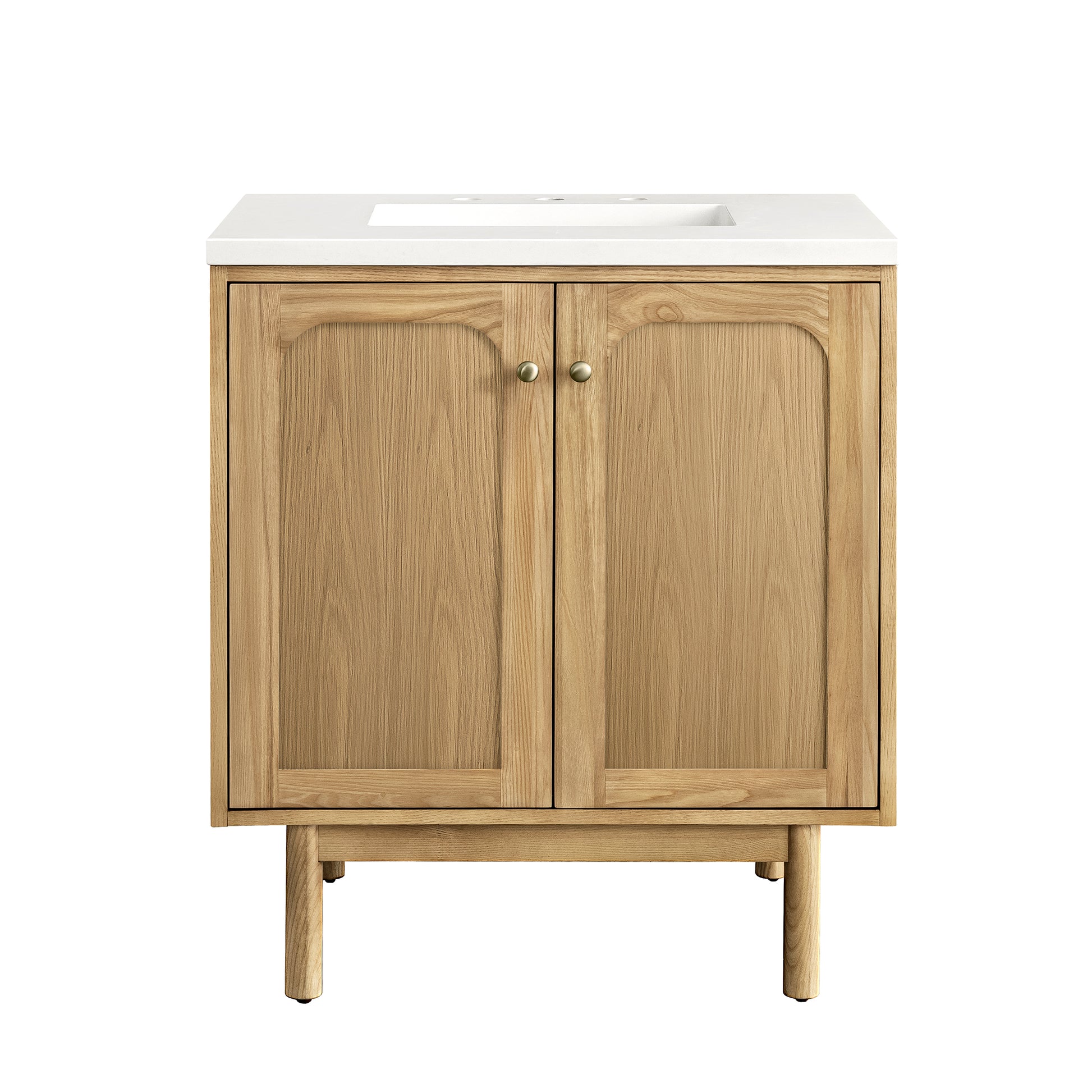 Renovate for Less Atlanta Laurent 30" Single Vanity, Light Natural Oak w/ 3 CM White Zeus Top