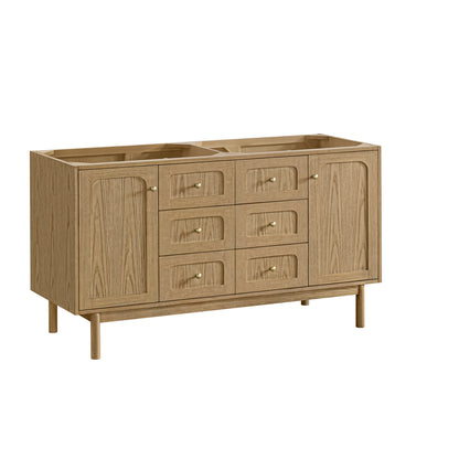Renovate for Less Atlanta Laurent 60" Double Vanity, Light Natural Oak, w/ 3 CM Victorian Silver Quartz Top