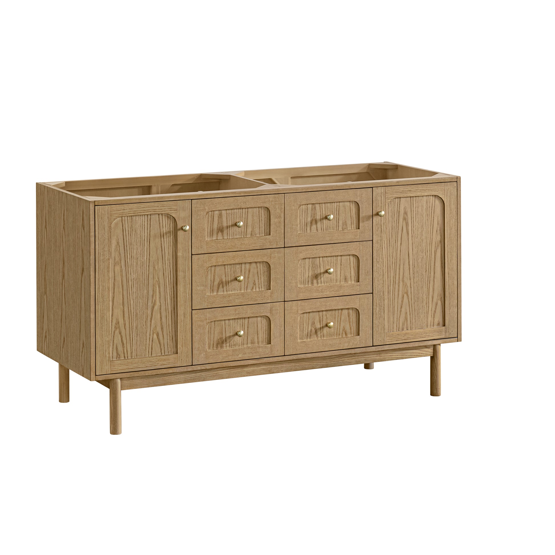 Renovate for Less Atlanta Laurent 60" Double Vanity, Light Natural Oak, w/ 3 CM Phantome Eclos Top