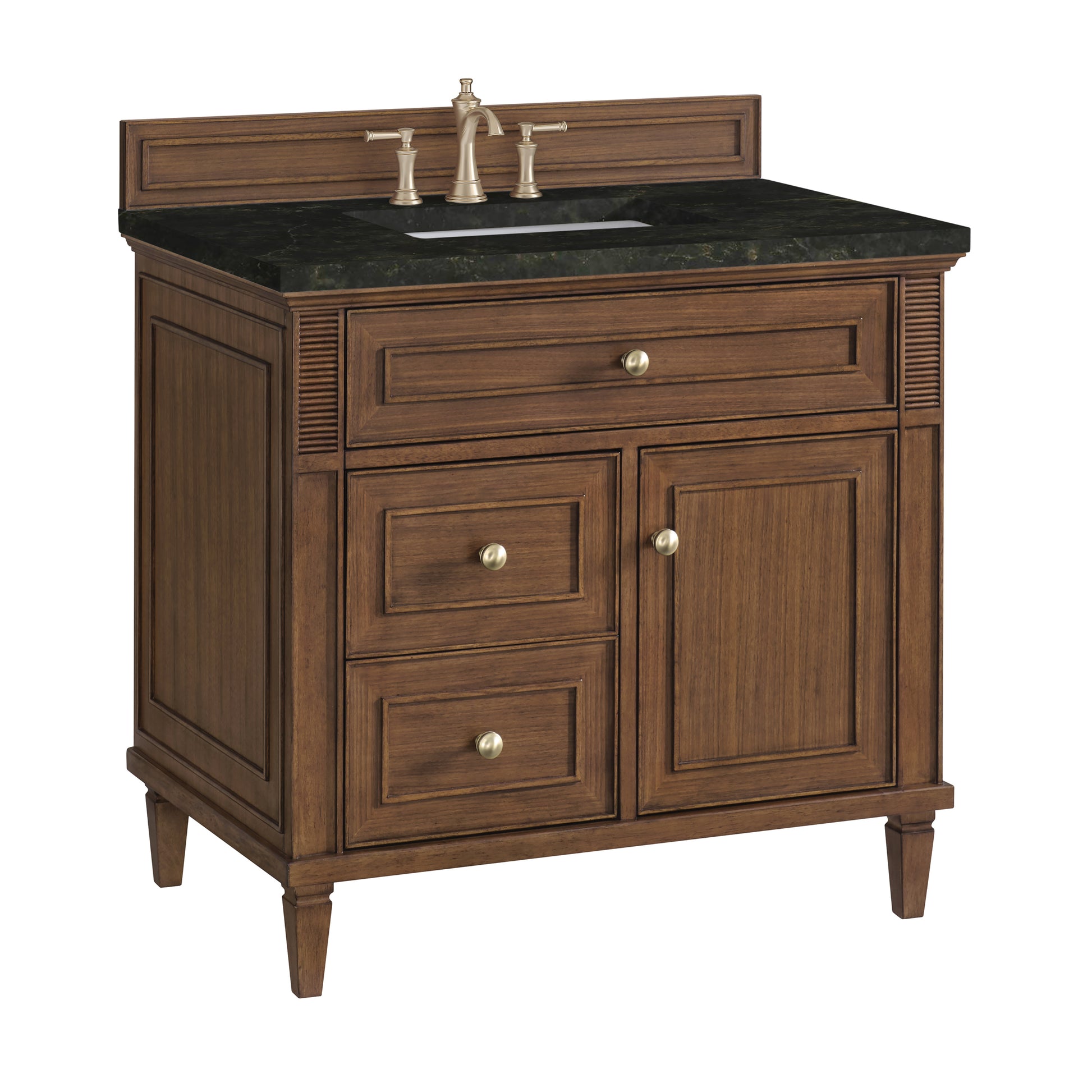 Renovate for Less Atlanta Lorelai 36" Single Vanity, Mid-Century Walnut, w/ 3 CM Phantome Eclos Top