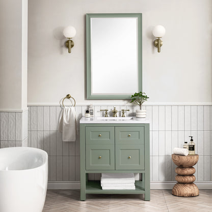 Renovate for Less Atlanta Breckenridge 30" Single Vanity, Smokey Celadon w/ 3 CM White Zeus Top