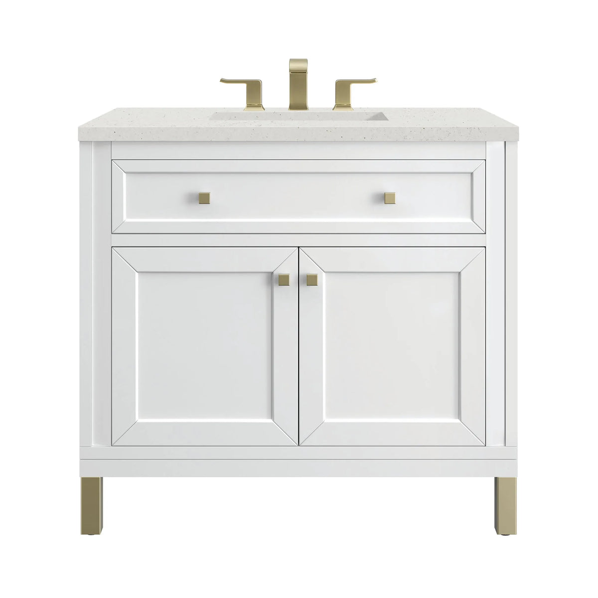 Chicago 36" Single Vanity, Glossy White, w/ 3 CM Lime Delight Silestone® Top