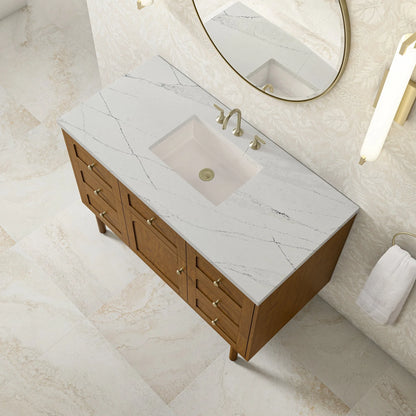 Laurent 48" Single Vanity, Honey Oak w/ 3 CM Ethereal Noctis Silestone Top