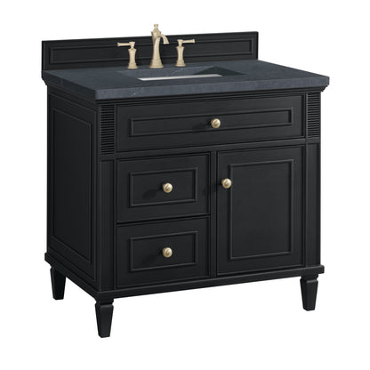 Renovate for Less Atlanta Lorelai 36" Single Vanity, Black Onyx w/ 3 CM Charcoal Soapstone Silestone Top