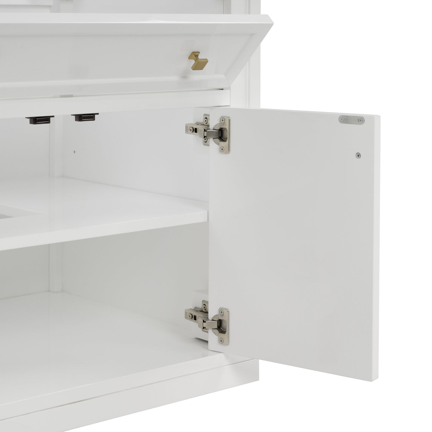 Renovate for Less Atlanta Chicago 30" Single Vanity, Glossy White, w/ Single Hole 3CM White Zeus Silestone® Top & Backsplash