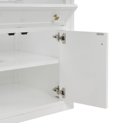 Renovate for Less Atlanta Chicago 30" Single Vanity, Glossy White, w/ Single Hole 3CM White Zeus Silestone® Top & Backsplash