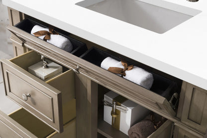 Bristol 36" Single Vanity, Whitewashed Walnut w/ 3 CM White Zeus Silestone Top