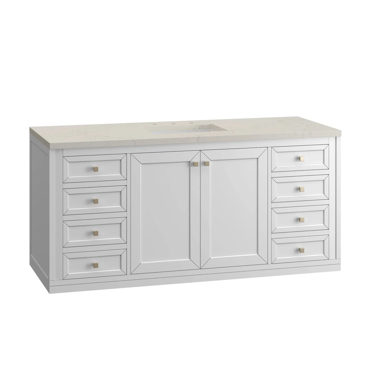 Chicago 60" Single Vanity, Glossy White, w/ 3 CM Siberian Silestone Top