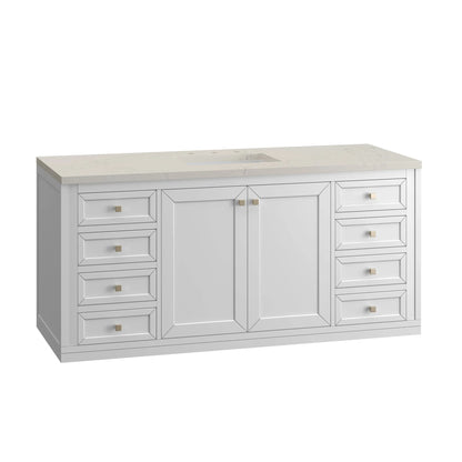 Chicago 60" Single Vanity, Glossy White, w/ 3 CM Siberian Silestone Top