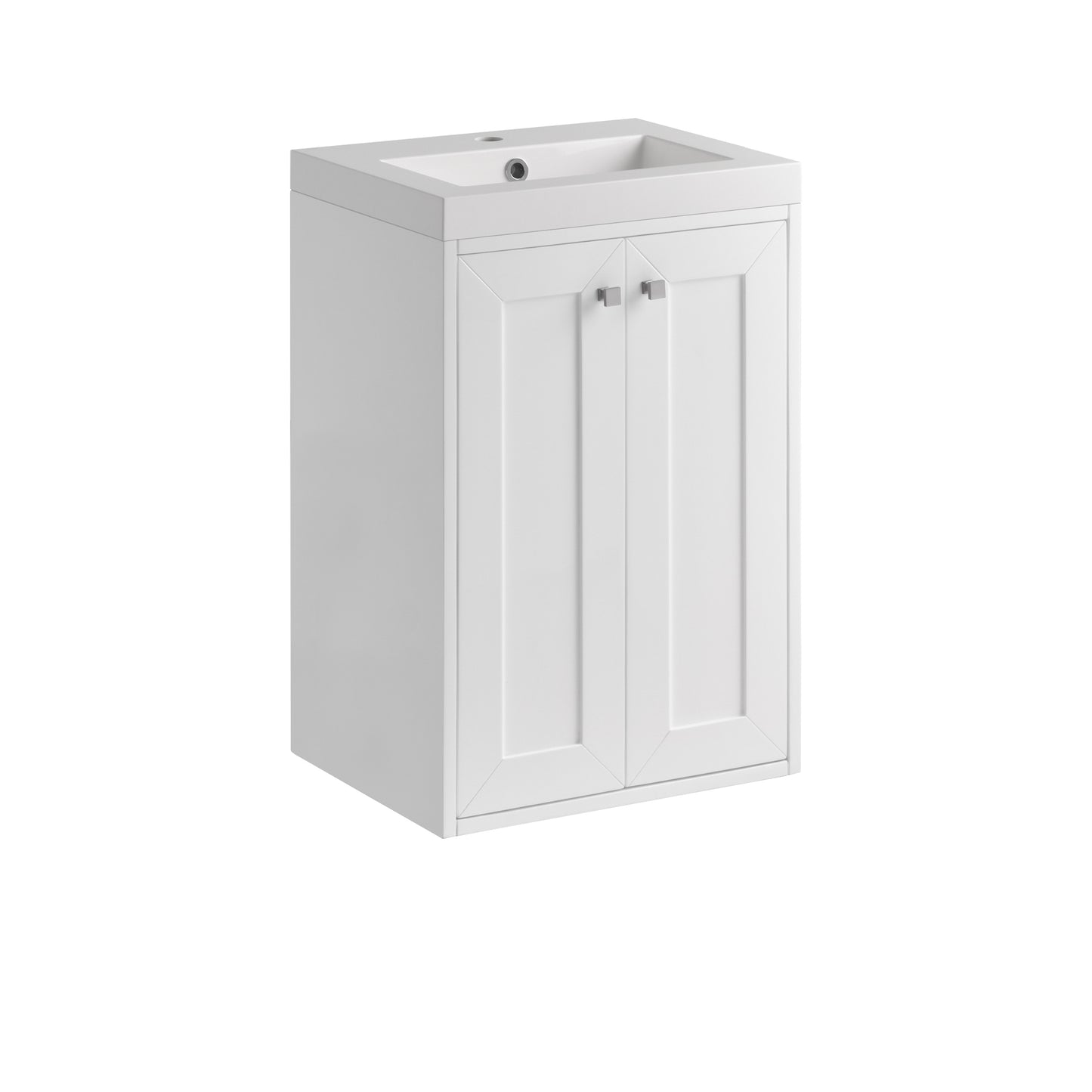 Renovate for Less Atlanta Chianti 20" Single Vanity, Glossy White, Brushed Nickel, w/ White Glossy Composite Stone Top