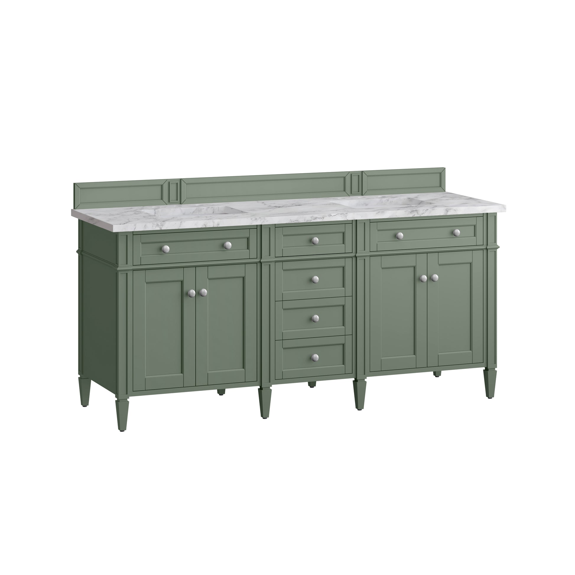 Renovate for Less Atlanta Brittany 72" Double Vanity, Smokey Celadon w/ 3 CM Carrara Marble Top