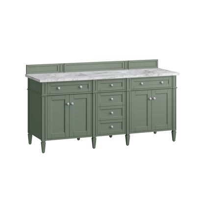 Renovate for Less Atlanta Brittany 72" Double Vanity, Smokey Celadon w/ 3 CM Carrara Marble Top