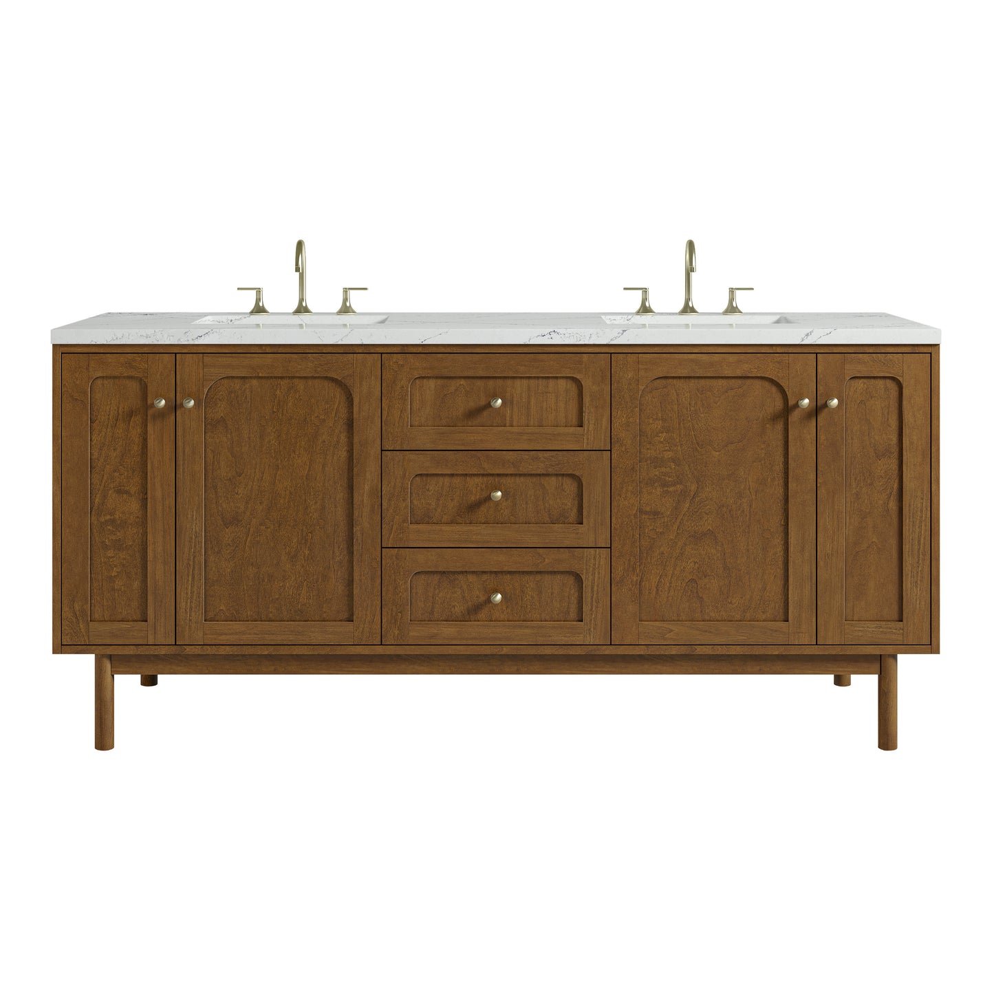 Renovate for Less Atlanta Laurent 72" Double Vanity, Honey Oak w/ 3 CM Ethereal Noctis Silestone Top w/FreePower Wireless Charger