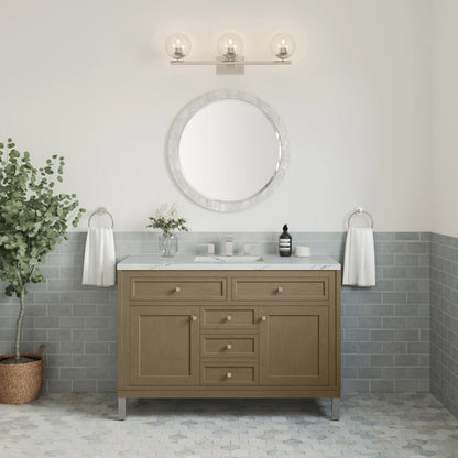 Chicago 48" Single Vanity, Walnut Whisper, w/ 3 CM Ethereal Noctis Silestone® Top w/FreePower Wireless Charger