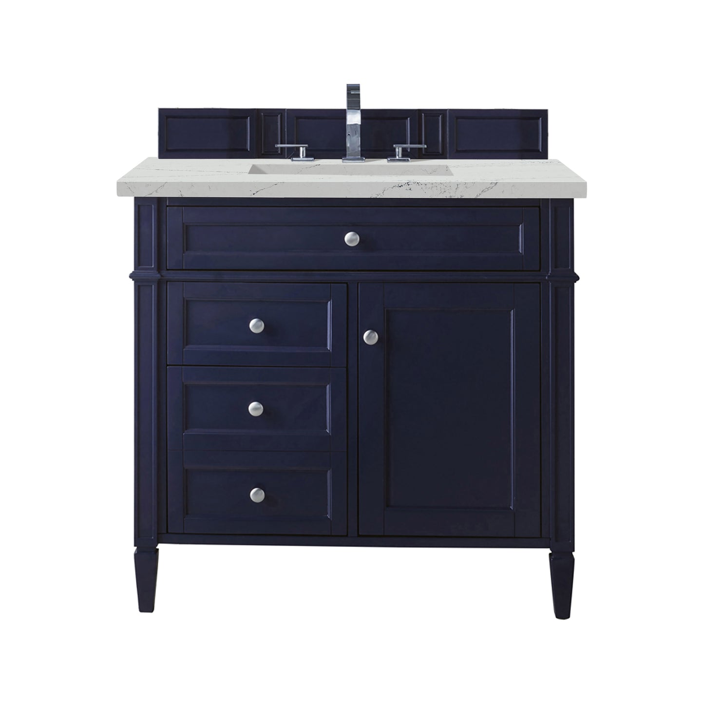 Renovate for Less Atlanta Brittany 36" Single Vanity, Victory Blue w/ 3 CM Ethereal Noctis Silestone Top