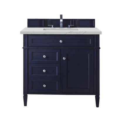 Renovate for Less Atlanta Brittany 36" Single Vanity, Victory Blue w/ 3 CM Ethereal Noctis Silestone Top