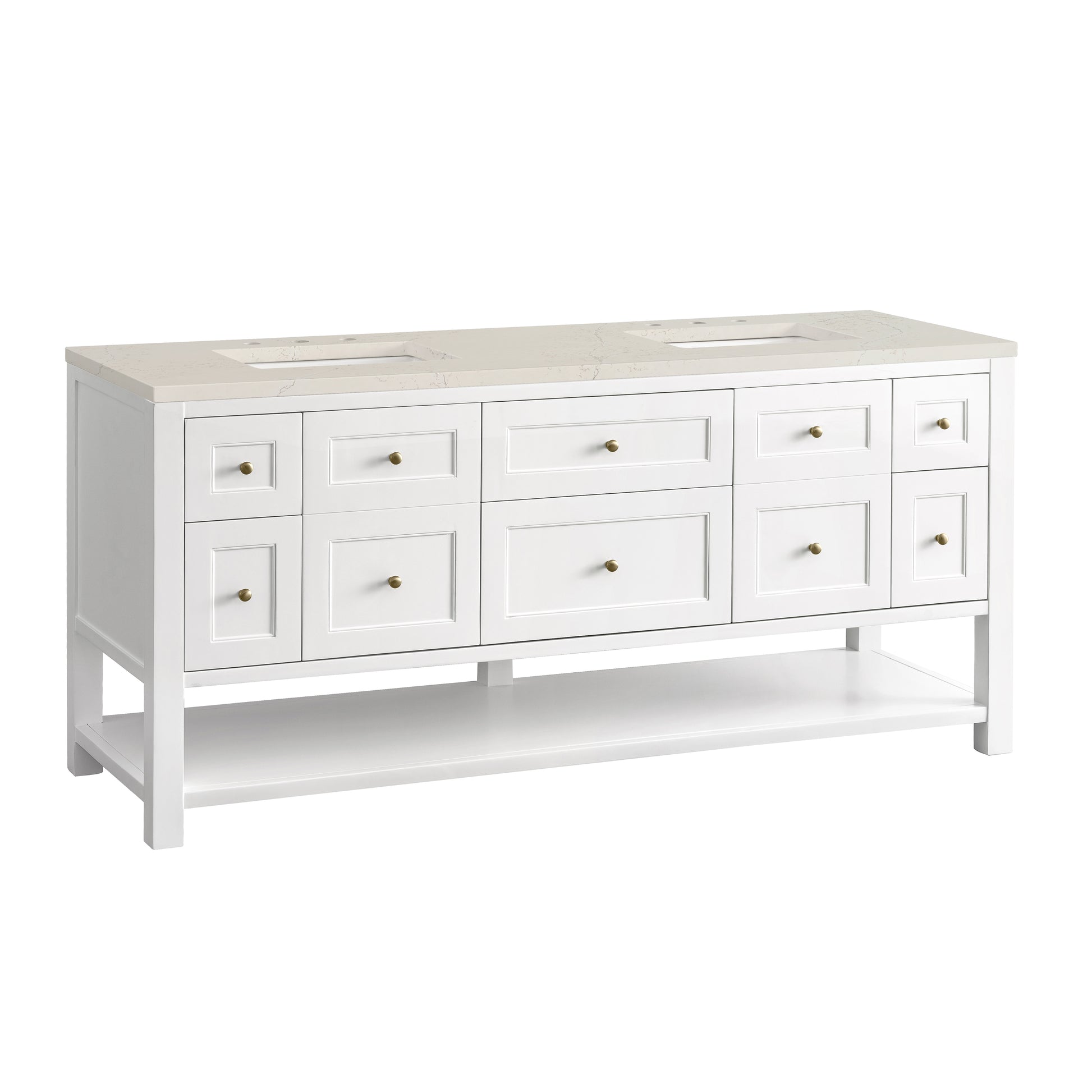 Renovate for Less Atlanta Breckenridge 72" Double Vanity, Bright White, w/ 3 CM Siberian Silestone Top