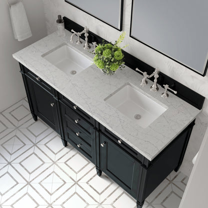 Renovate for Less Atlanta Brittany 60" Double Vanity, Black Onyx w/ 3 CM Eternal Jasmine Pearl Silestone Top