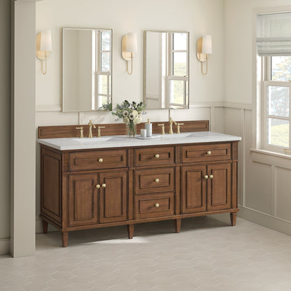 Renovate for Less Atlanta Lorelai 72"Double Vanity, Mid-Century Walnut w/ 3 CM Lime Delight Silestone Top