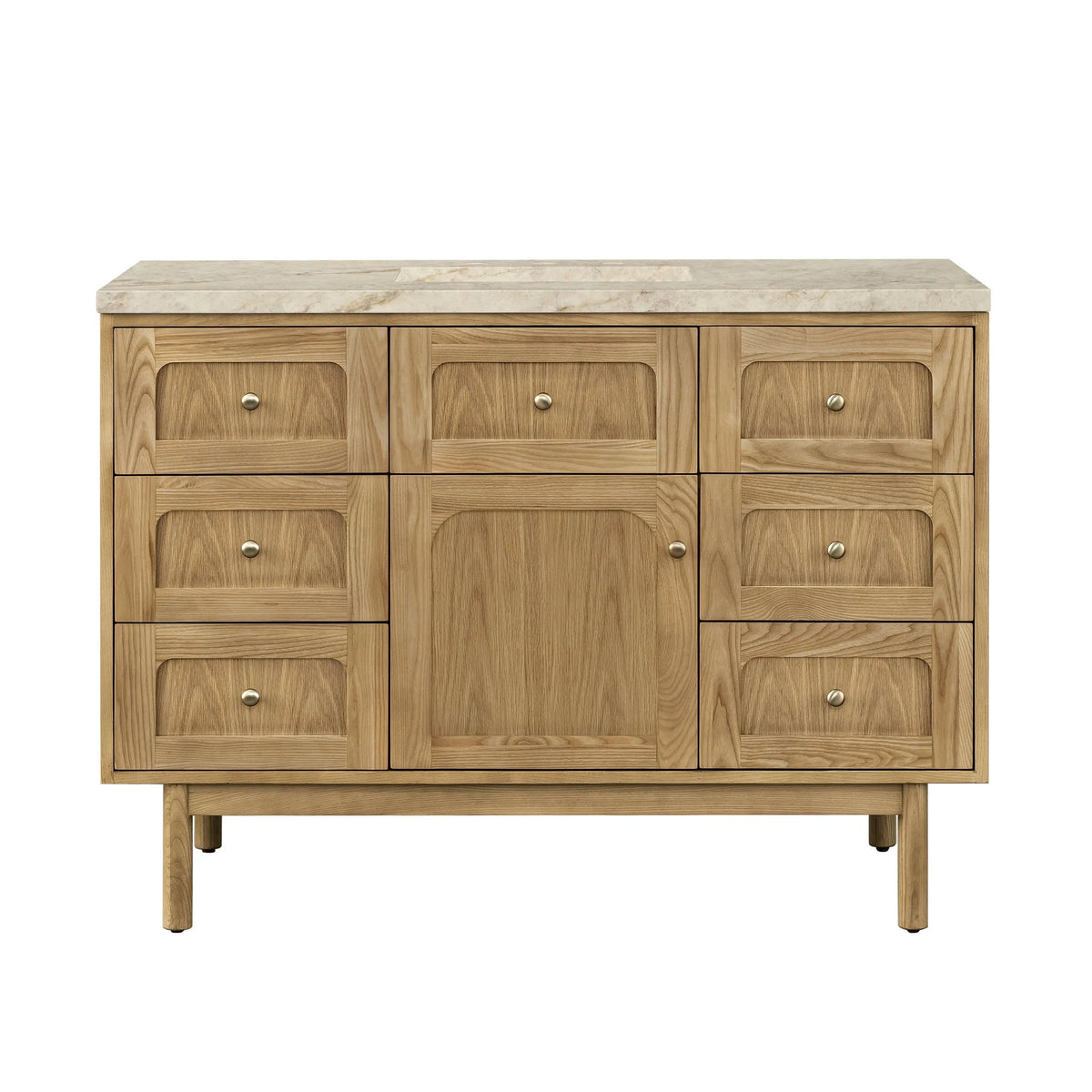 Laurent 48" Single Vanity, Light Natural Oak, w/ 3 CM Tajnar Eclos Top w/FreePower Wireless Charger
