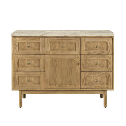 Laurent 48" Single Vanity, Light Natural Oak, w/ 3 CM Tajnar Eclos Top w/FreePower Wireless Charger
