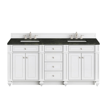 Bristol 72" Double Vanity, Bright White, w/ 3 CM Phantome Eclos Top