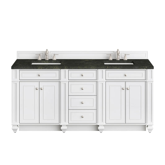 Bristol 72" Double Vanity, Bright White, w/ 3 CM Phantome Eclos Top
