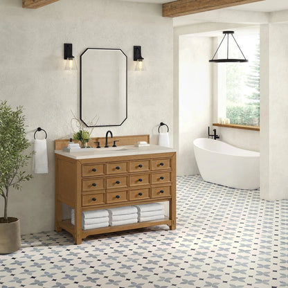 Malibu 48" Single Vanity, Amber Birch, w/ 3 CM Siberian Silestone Top