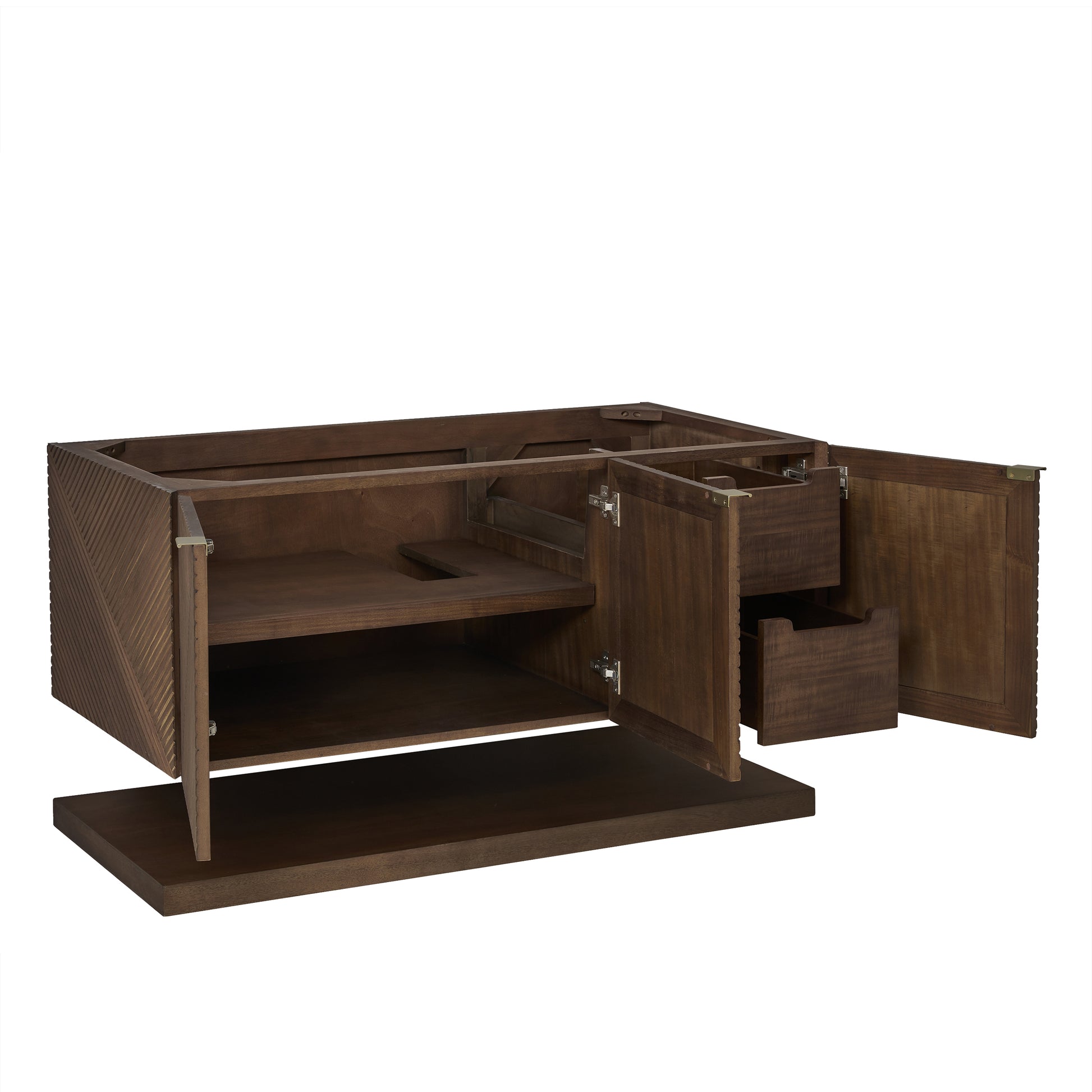 Renovate for Less Atlanta Marcello 48" Single Vanity, Chestnut, w/ 3 CM Siberian Silestone Top