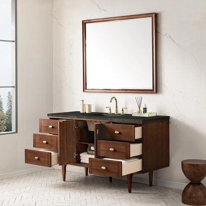 Amberly 60" Single Vanity, Mid-Century Walnut, w/ 3 CM Phantome Eclos Top