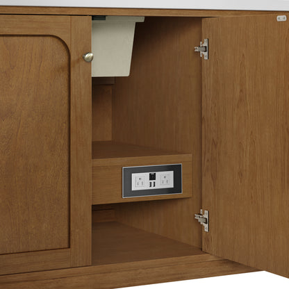 Renovate for Less Atlanta Laurent 60" Single Vanity, Honey Oak w/ 3 CM Siberian Silestone Top w/FreePower Wireless Charger
