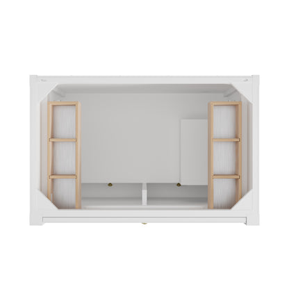 Renovate for Less Atlanta Bellshire 36" Single Vanity, Bright White w/ 3 CM Carrara Marble Top