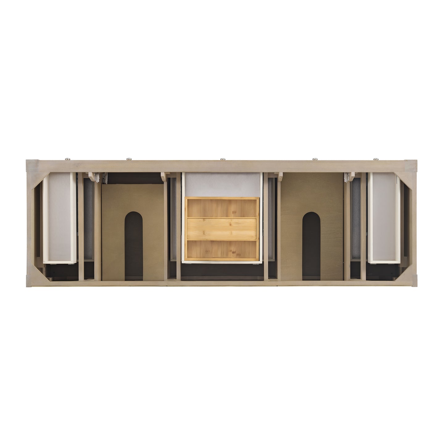Renovate for Less Atlanta Breckenridge 72" Double Vanity, Whitewashed Oak w/ 3 CM Parisien Bleu Silestone Top