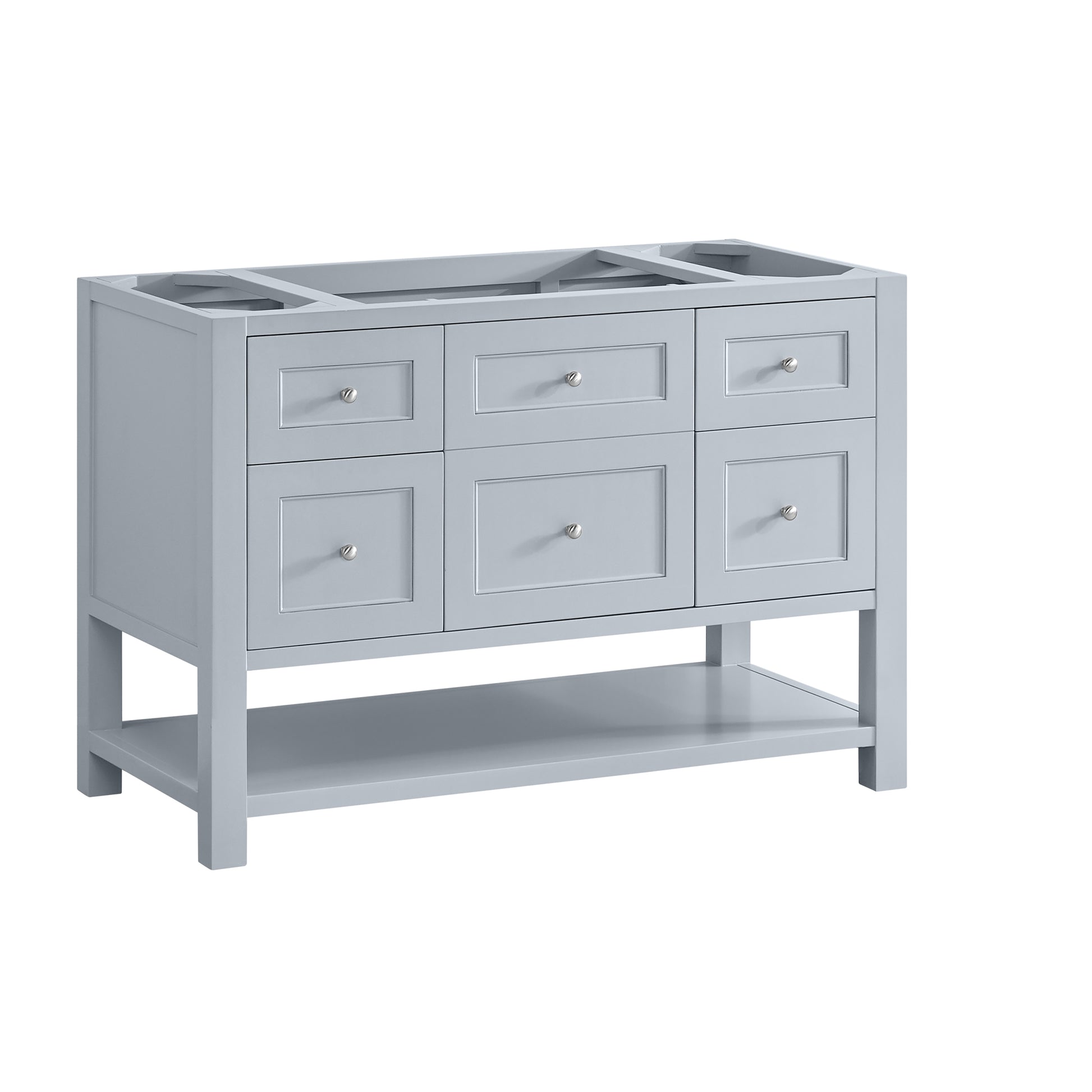 Renovate for Less Atlanta Breckenridge 60" Single Vanity, Serenity Blue, w/ 3 CM White Zeus Quartz Top
