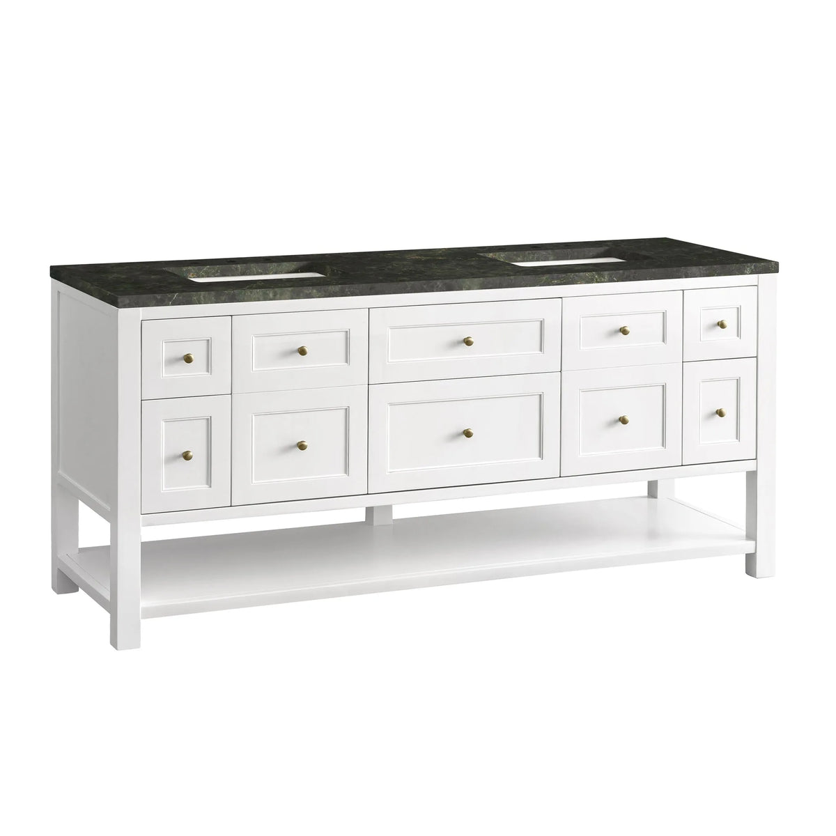 Breckenridge 72" Double Vanity, Bright White, w/ 3 CM Phantome Eclos Top
