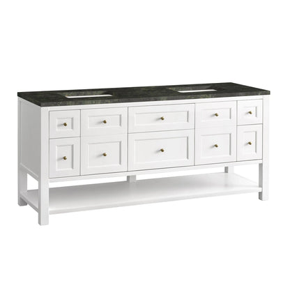 Breckenridge 72" Double Vanity, Bright White, w/ 3 CM Phantome Eclos Top