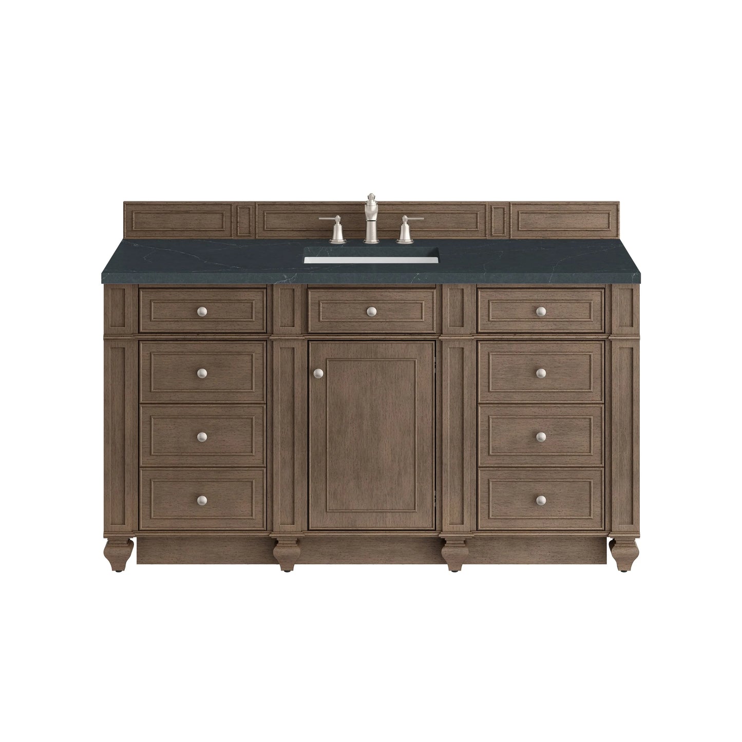 Bristol 60" Single Vanity, Whitewashed Walnut w/ 3 CM Charcoal Soapstone Silestone Top