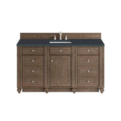 Bristol 60" Single Vanity, Whitewashed Walnut w/ 3 CM Charcoal Soapstone Silestone Top