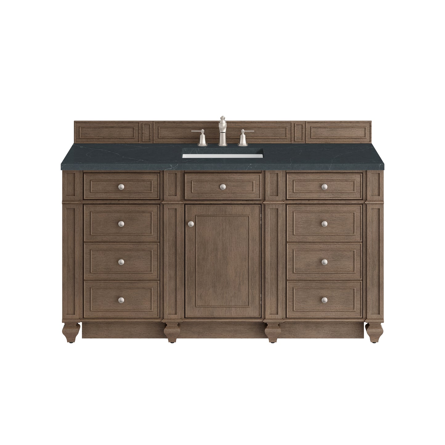 Renovate for Less Atlanta Bristol 60" Single Vanity, Whitewashed Walnut w/ 3 CM Charcoal Soapstone Silestone Top