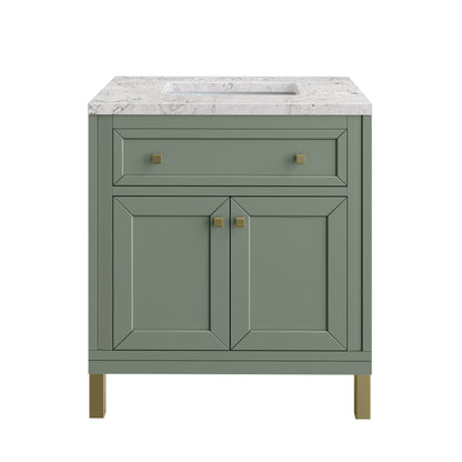 Renovate for Less Atlanta Chicago 30" Single Vanity, Smokey Celadon, w/ 3 CM Eternal Jasmine Pearl Silestone® Top