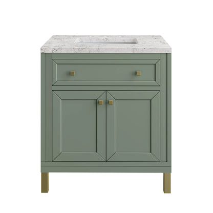 Chicago 30" Single Vanity, Smokey Celadon, w/ 3 CM Eternal Jasmine Pearl Silestone® Top