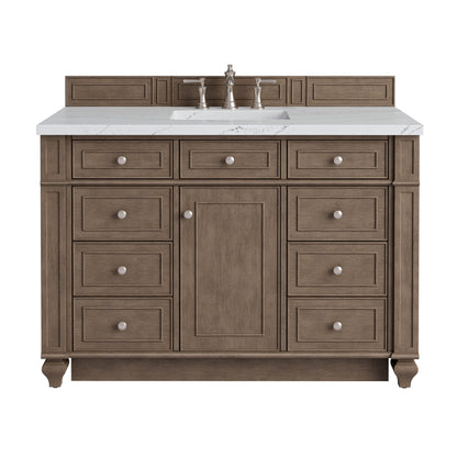 Renovate for Less Atlanta Bristol 48" Single Vanity, Whitewashed Walnut w/ 3 CM Ethereal Noctis Silestone Top