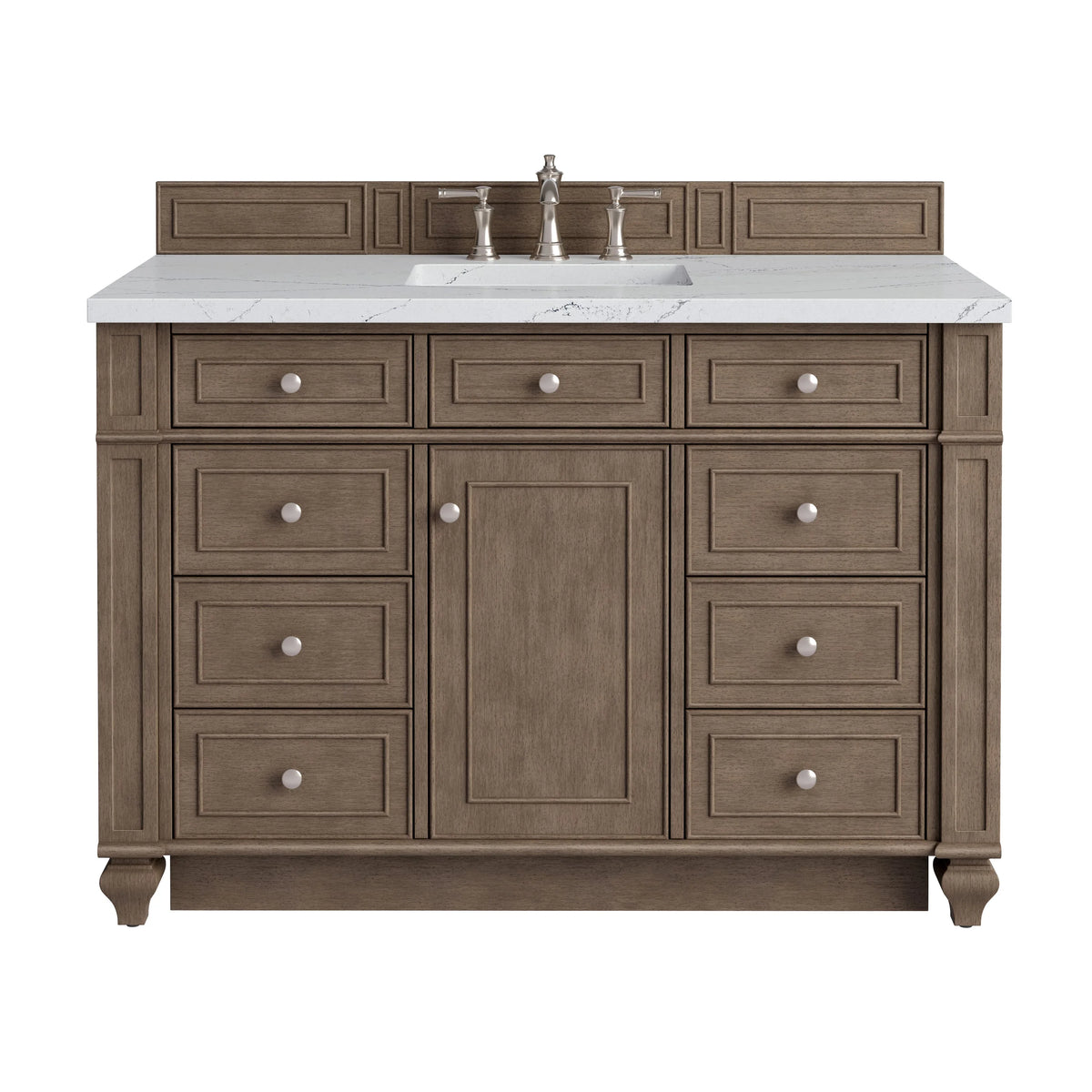 Bristol 48" Single Vanity, Whitewashed Walnut w/ 3 CM Ethereal Noctis Silestone Top