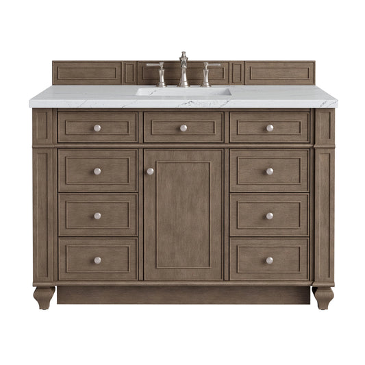 Bristol 48" Single Vanity, Whitewashed Walnut w/ 3 CM Ethereal Noctis Silestone Top