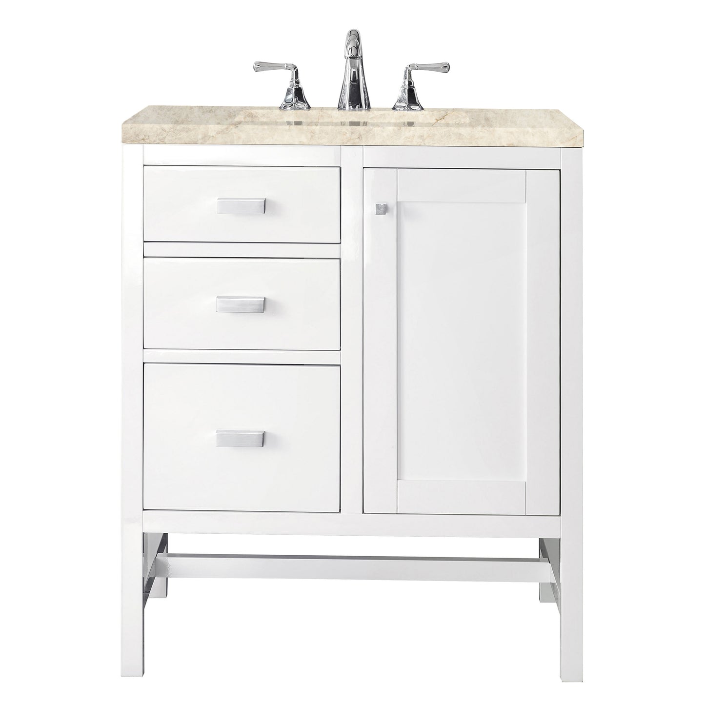 Renovate for Less Atlanta Addison 30" Single Vanity, Glossy White, w/ 3 CM Tajnar Eclos Top