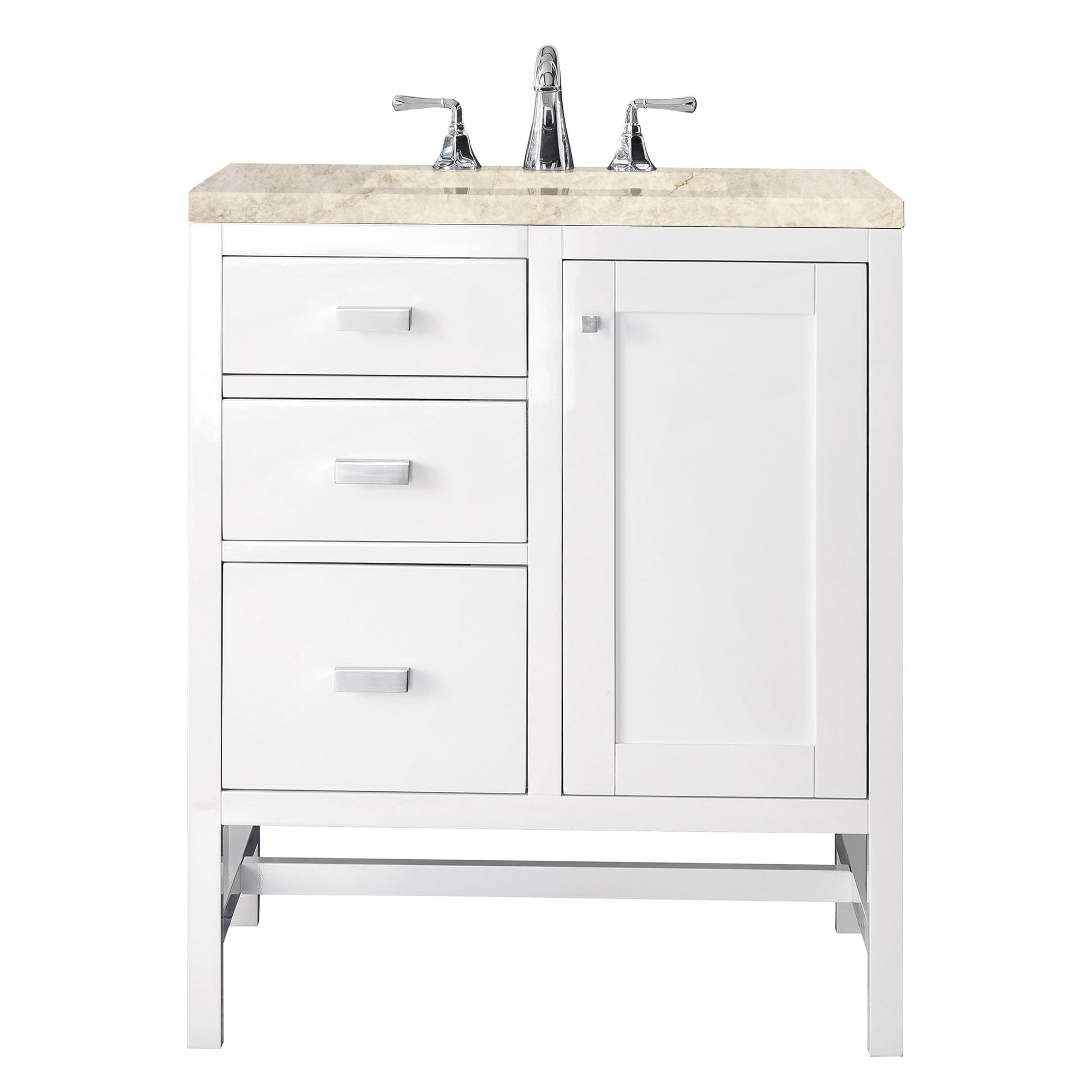Renovate for Less Atlanta Addison 30" Single Vanity, Glossy White, w/ 3 CM Tajnar Eclos Top