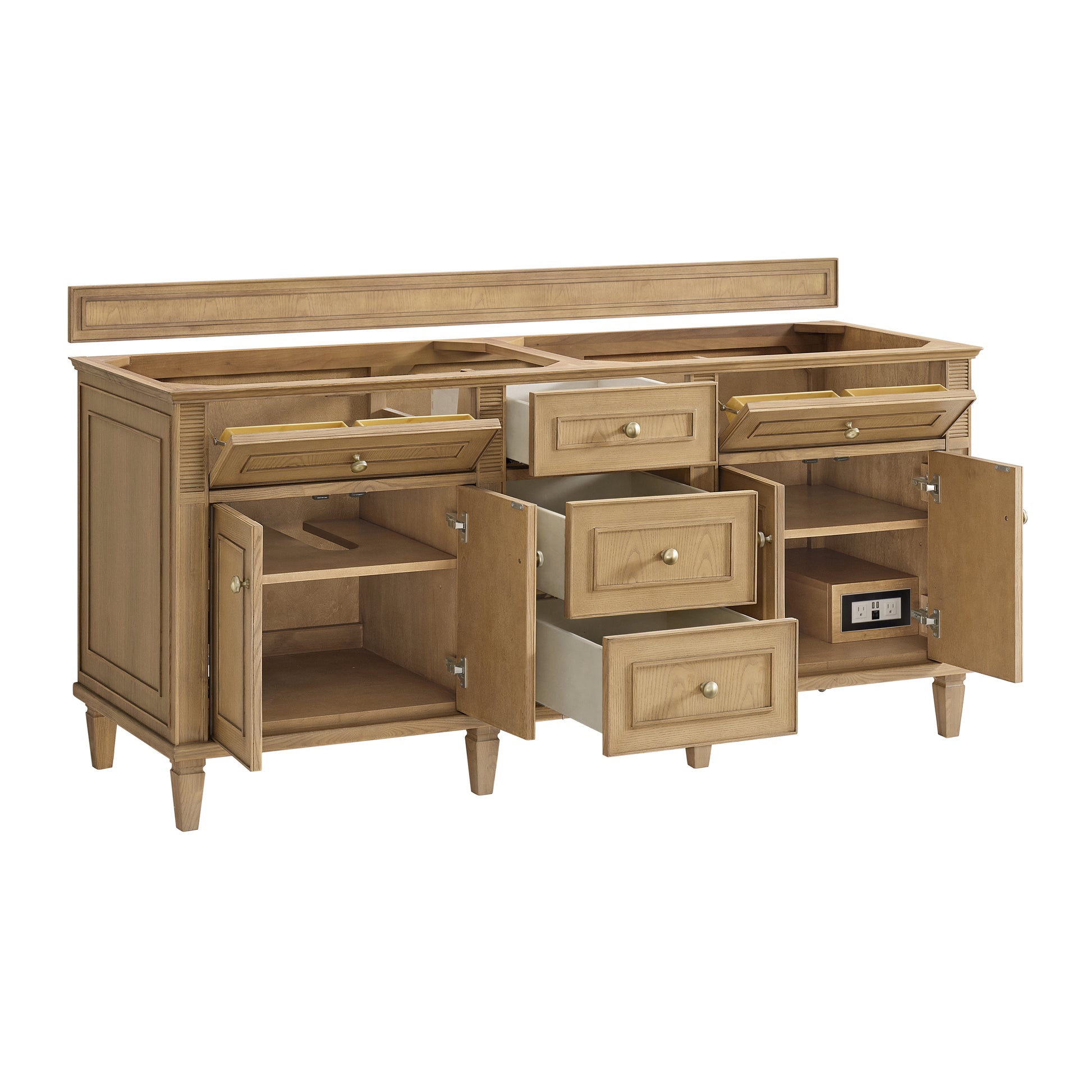 Renovate for Less Atlanta Lorelai 72" Double Vanity, Light Natural Oak w/ 3 CM Parisien Bleu Silestone Top