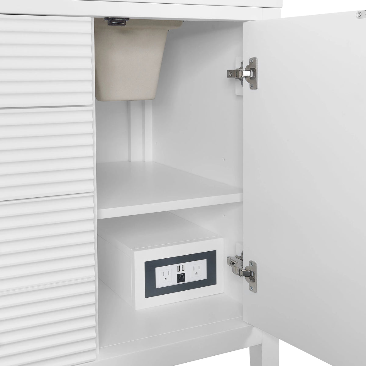 Myrrin 60" Double Vanity, Bright White w/ 3 CM Victorian Silver Silestone Top w/FreePower Wireless Charger