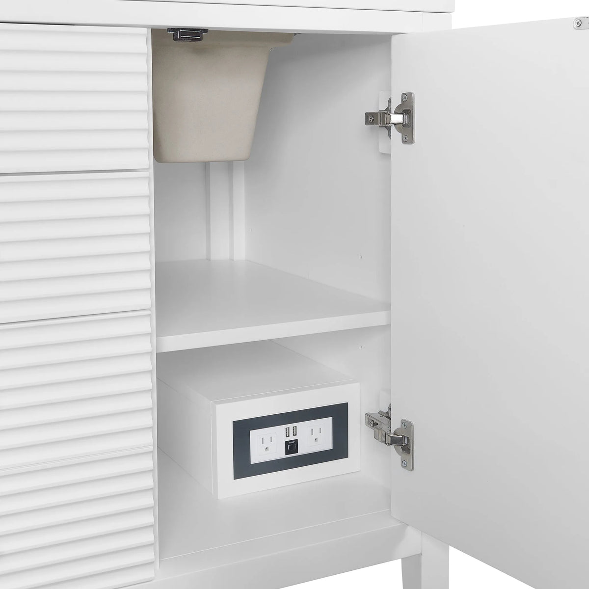 Myrrin 60" Double Vanity, Bright White w/ 3 CM Ethereal Noctis Silestone Top w/FreePower Wireless Charger